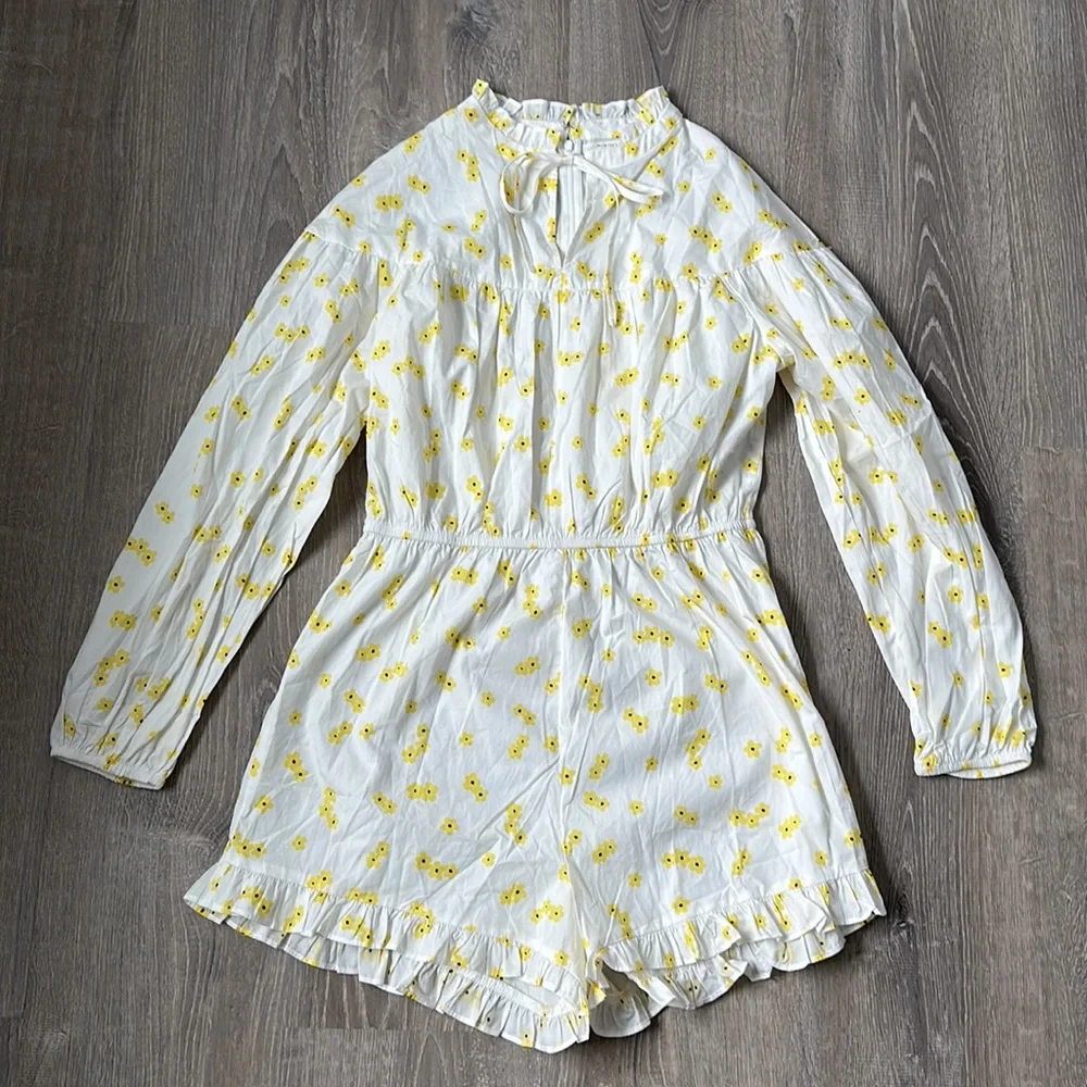 ASOS GLAMOROUS White & Yellow Floral Long Sleeve Romper NWT
